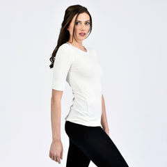 raw edge 1/2 sleeve modern crew - I Want Sense, Sense Clothing, Sense Active Spa Travel Wear for Women, Senseclothing.com