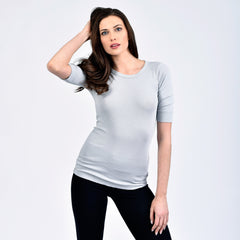 raw edge 1/2 sleeve modern crew - I Want Sense, Sense Clothing, Sense Active Spa Travel Wear for Women, Senseclothing.com